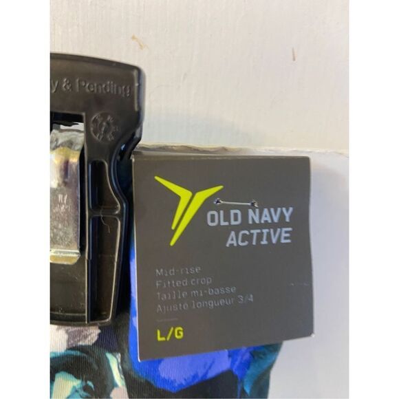 Old navy active compression pants large new blue flowers NEW L - Picture 2 of 8